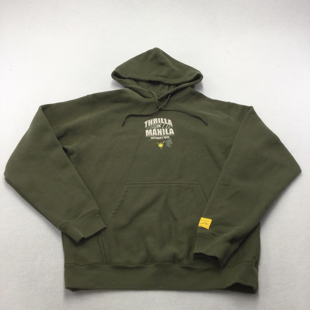 Shoe Palace Hoodie Mens Medium Green Thrilla In Manila Ali Boxing Graphic Fleece